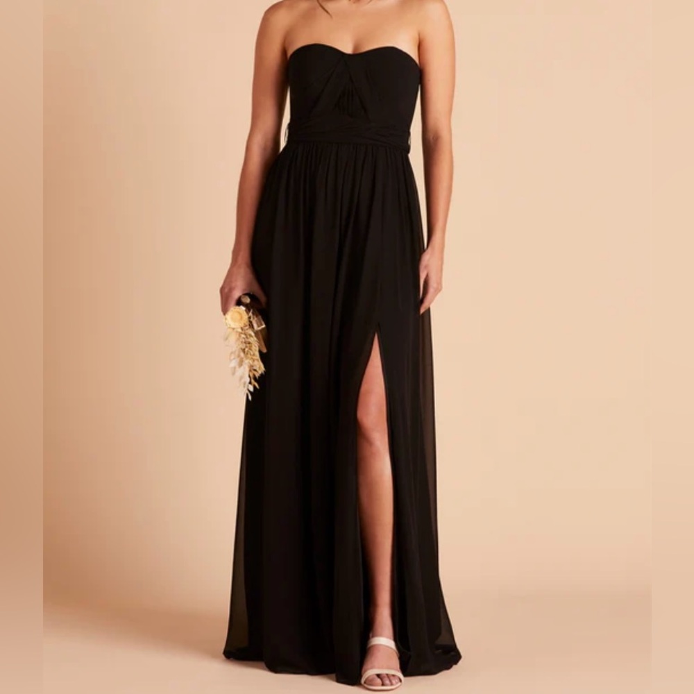 BIRDY GREY GRACE CONVERTIBLE CHIFFON MAXI BLACK - 1X (USED GREEN SHOWING STYLES)